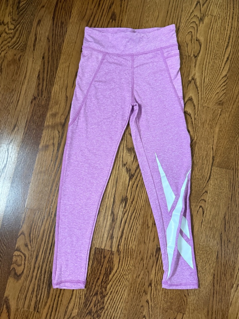 Reebok Pink Heather Girls' Active Leggings with White Stripe Detail